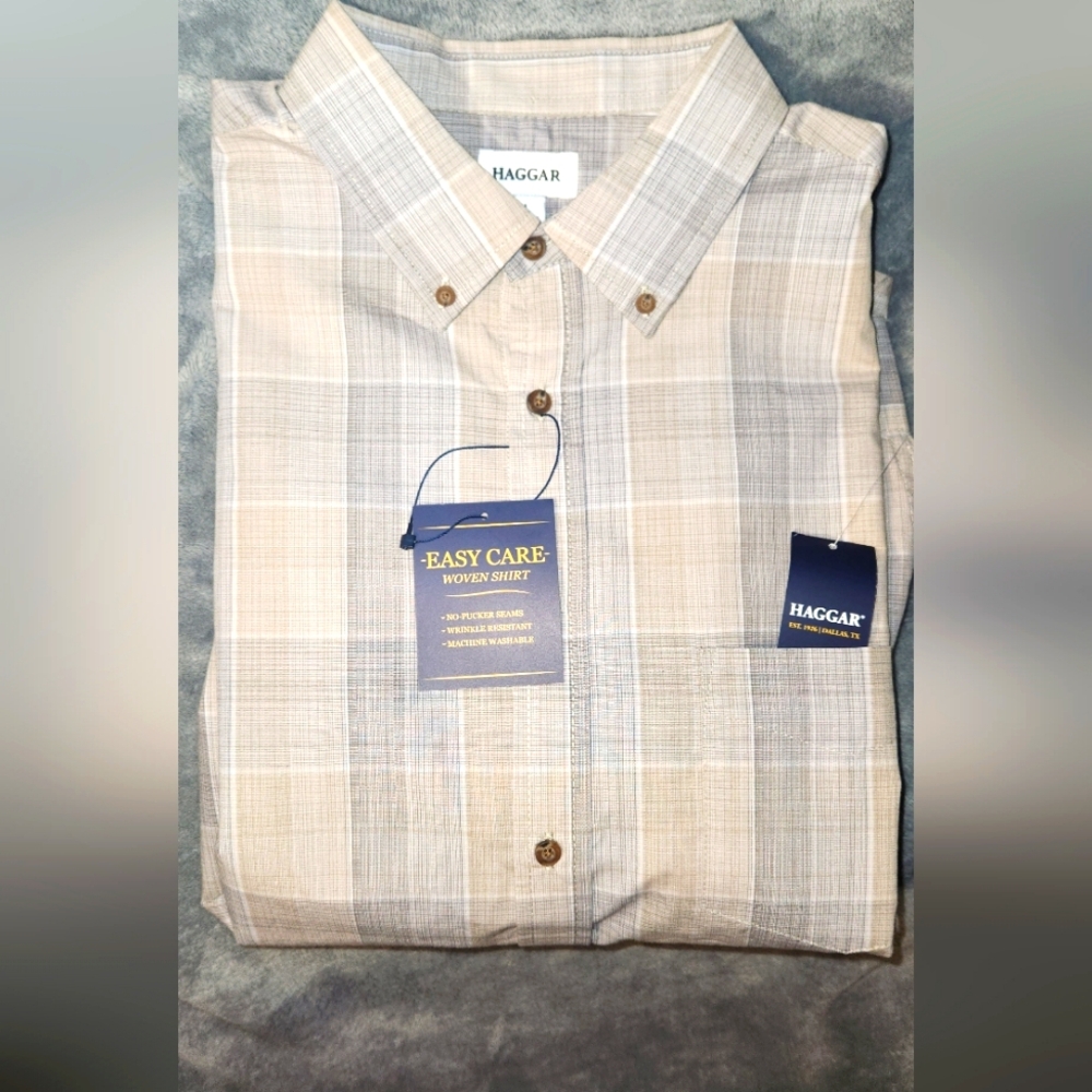 NEW! Men's Casual Plaid Button down by Haggar